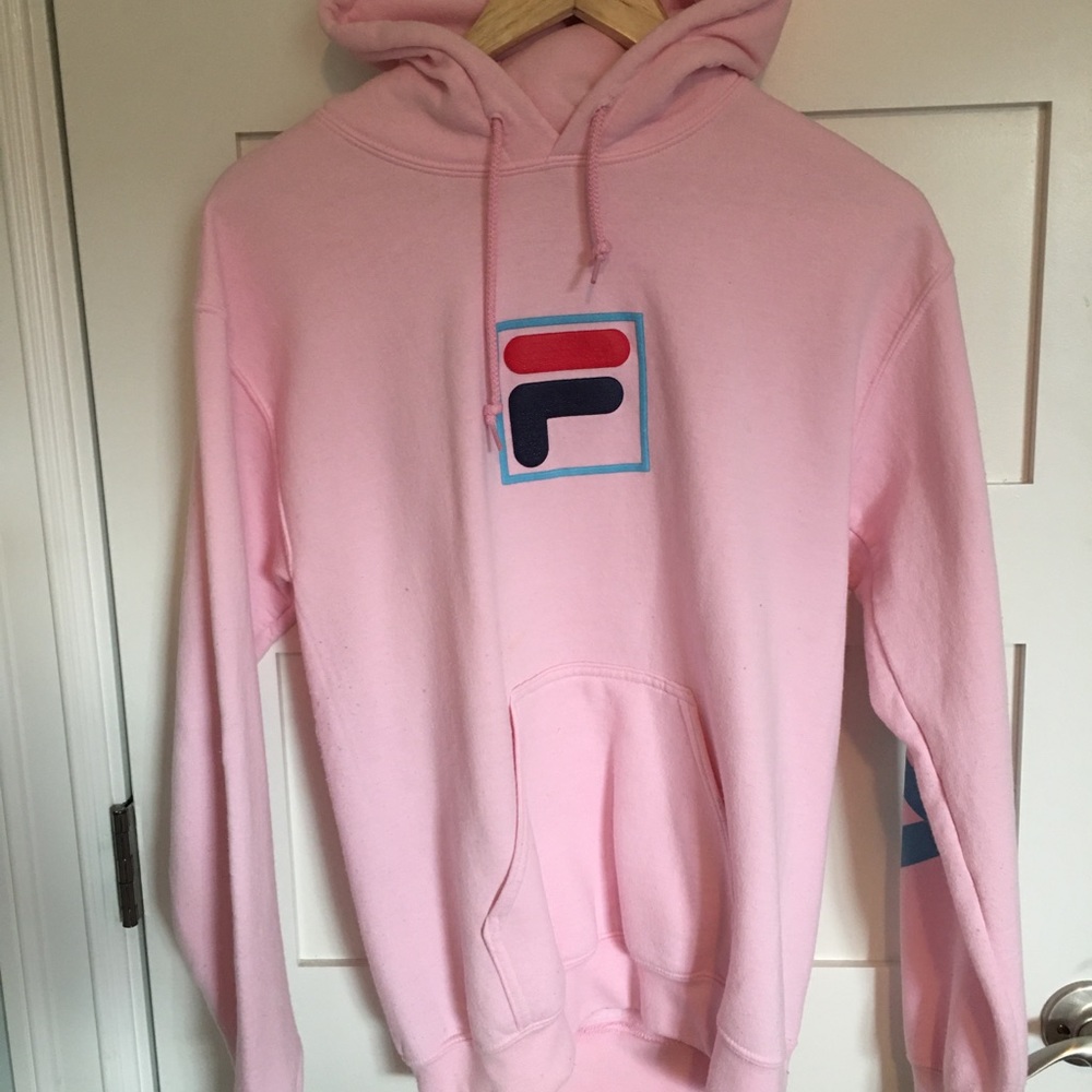 Fila hoodie bright pink with multi color logo